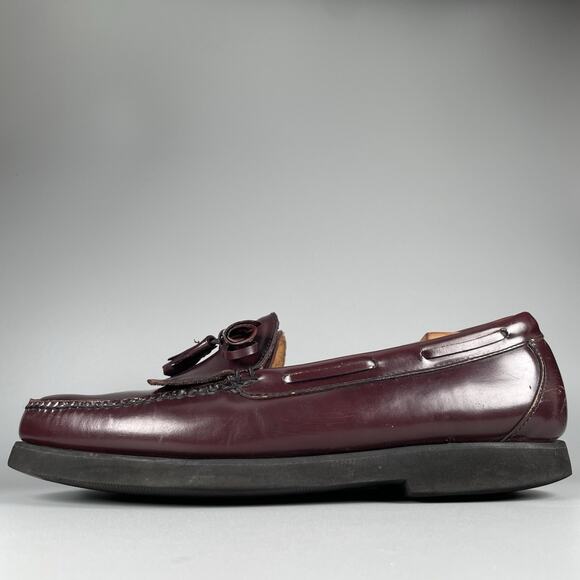 LL Bean Men’s 13 EE Burgundy Leather Slip On Penny Loafers Dress Shoe Casual EUC - Picture 1 of 9